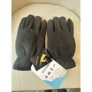 Deerskin & Fleece Black Gloves by Ozero Men's L New with Tags